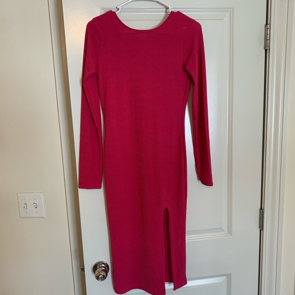 Nasty Gal - slinky rib extreme plunge midi dress